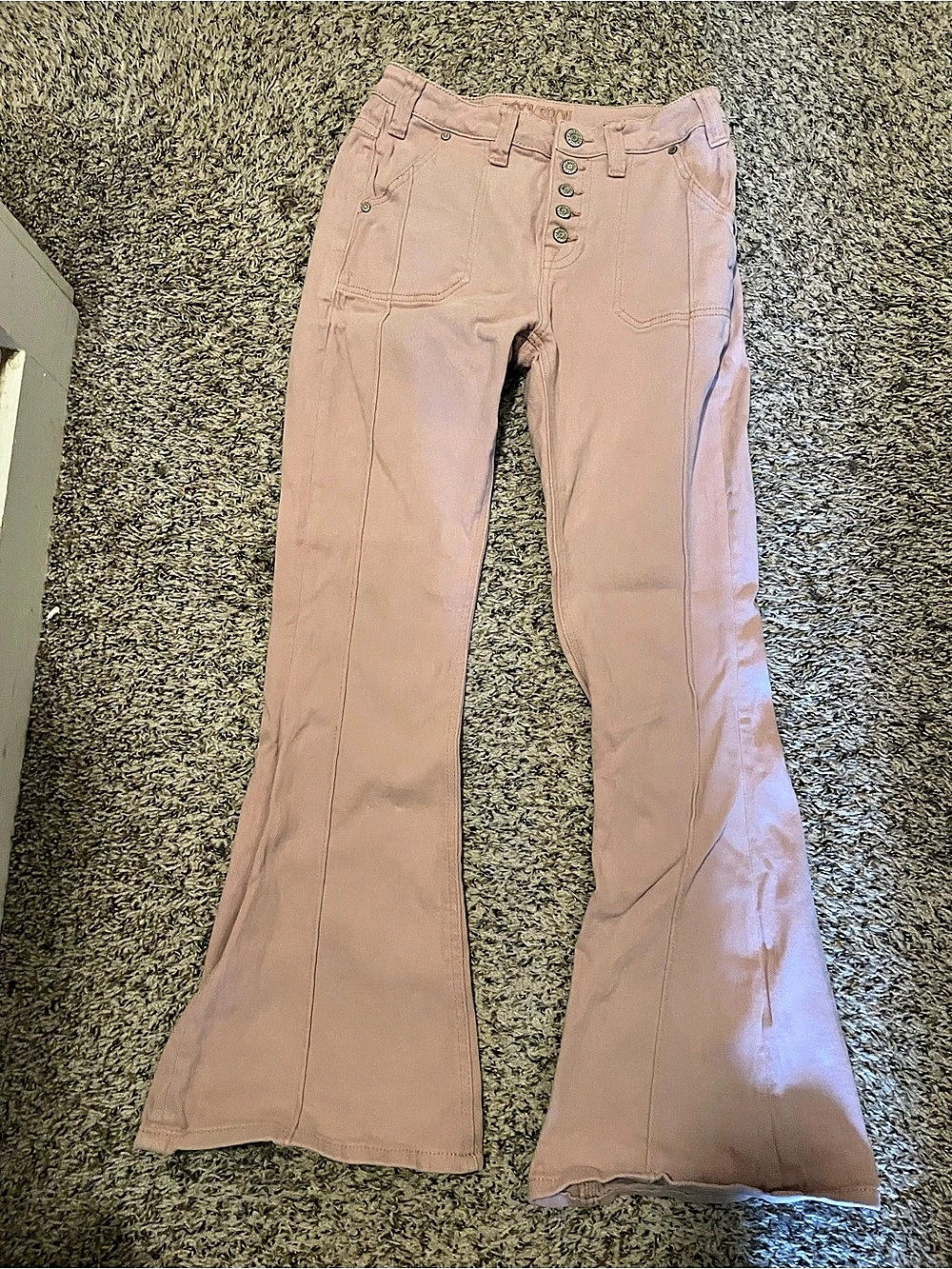 Rock & Roll Cowgirl  High Rise Flare Jeans in Pink 28x32